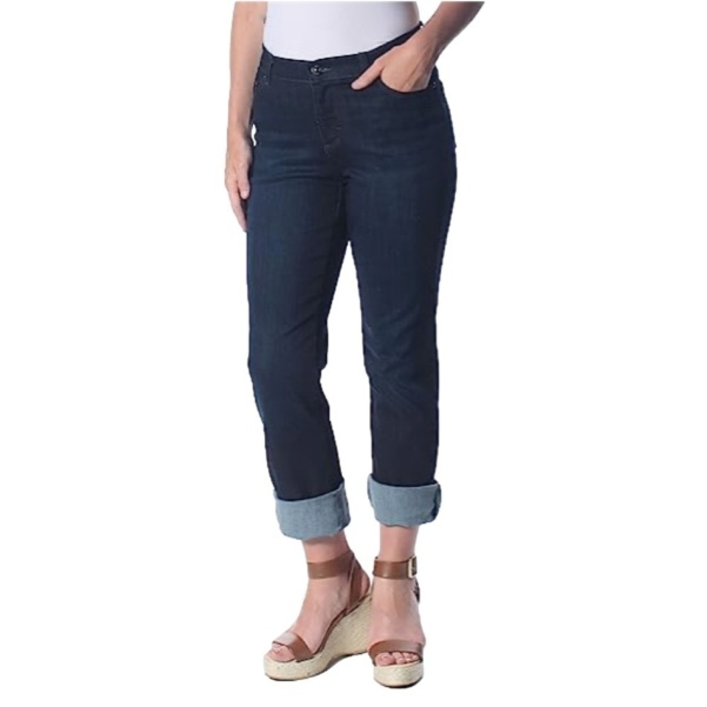 LEE Jeans Relaxed Fit Straight Leg Dark Wash Blue Denim Women Size 12 Short